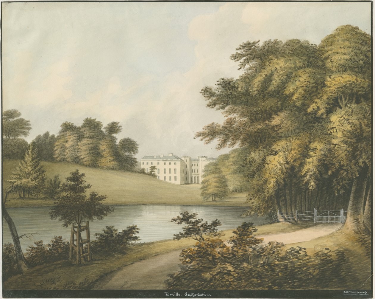 Enville Hall: akvarellmaleri, og [1800-tallet] av John Robert Fernyhough