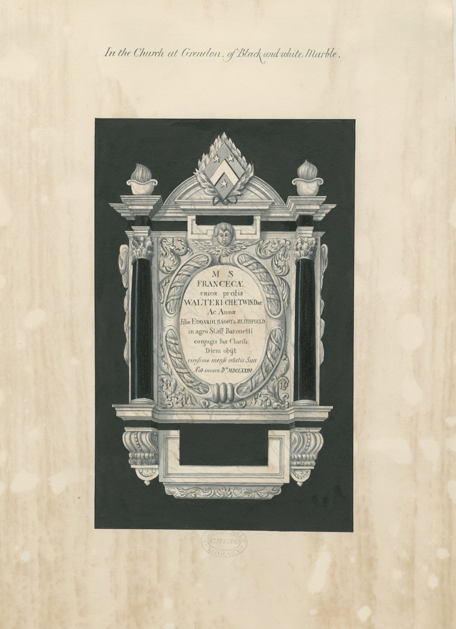 Ingestre kirke - nettbrett til Frances Chetwynd: maleri og [1800-tallet] (maleri) av John Robert Fernyhough