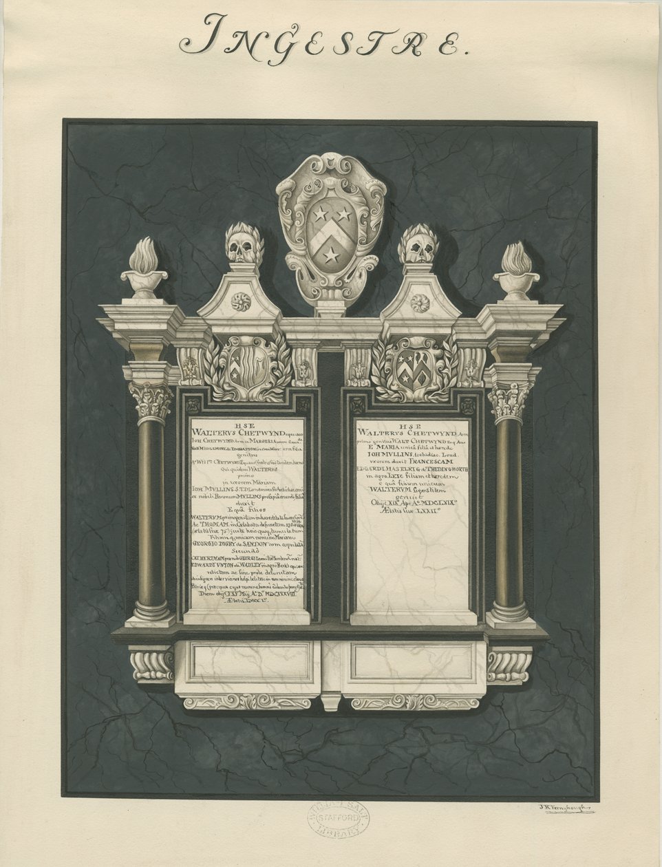Ingestre kirke - tavler til Walter Chetwynd eldste og yngre: maleri, nd [? 1800-tallet] (maleri) av John Robert Fernyhough