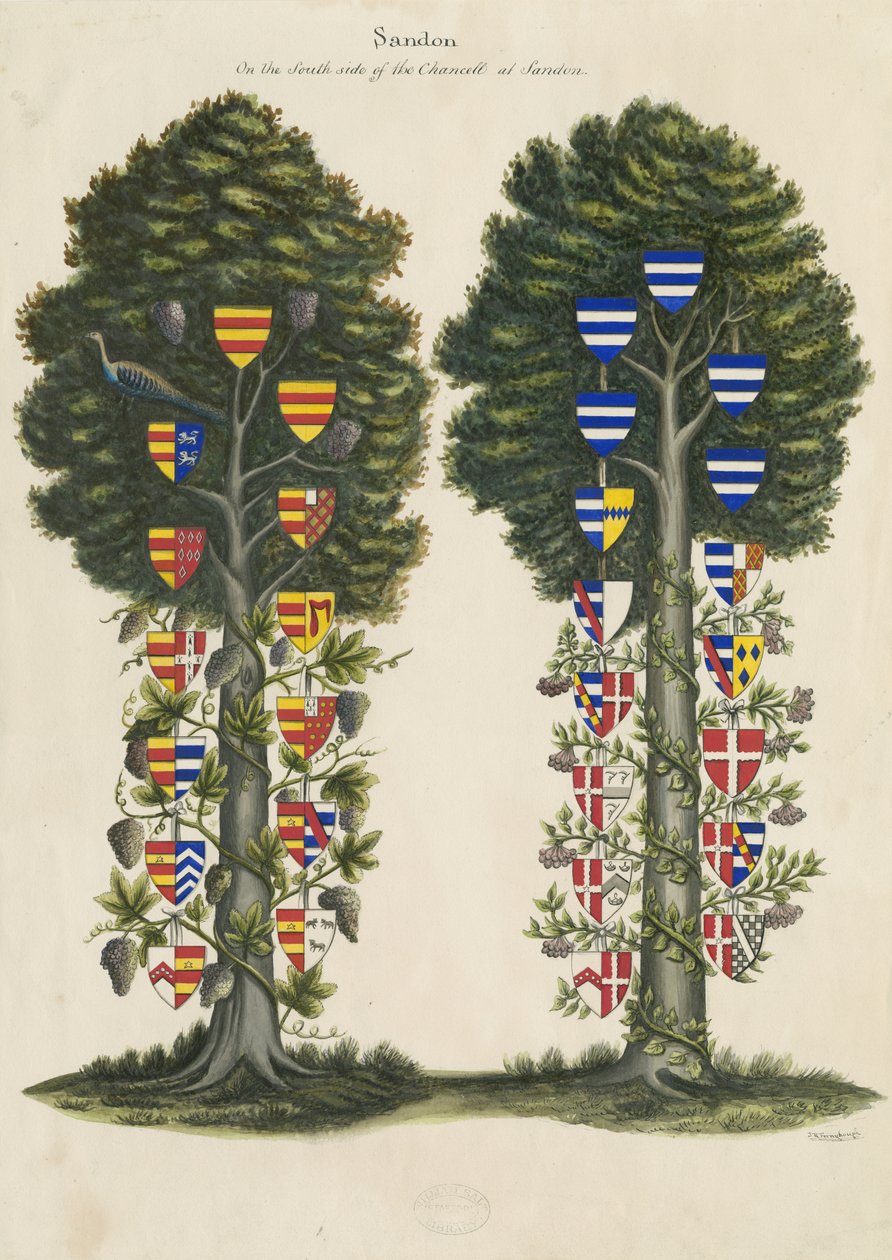 Sandon Church - Veggmaleri: akvarellmaling, og [1800-tallet] (maleri) av John Robert Fernyhough