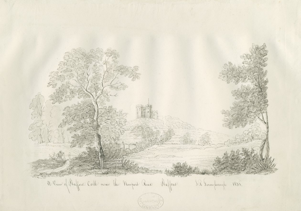 Stafford Castle - Near the Newport Road: penn- og blekktegning av John Robert Fernyhough