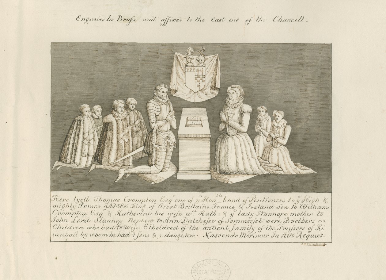 Stone Church - Messing av Thomas Crompton: penn- og vasketegning, nd [1800-tallet] (tegning) av John Robert Fernyhough