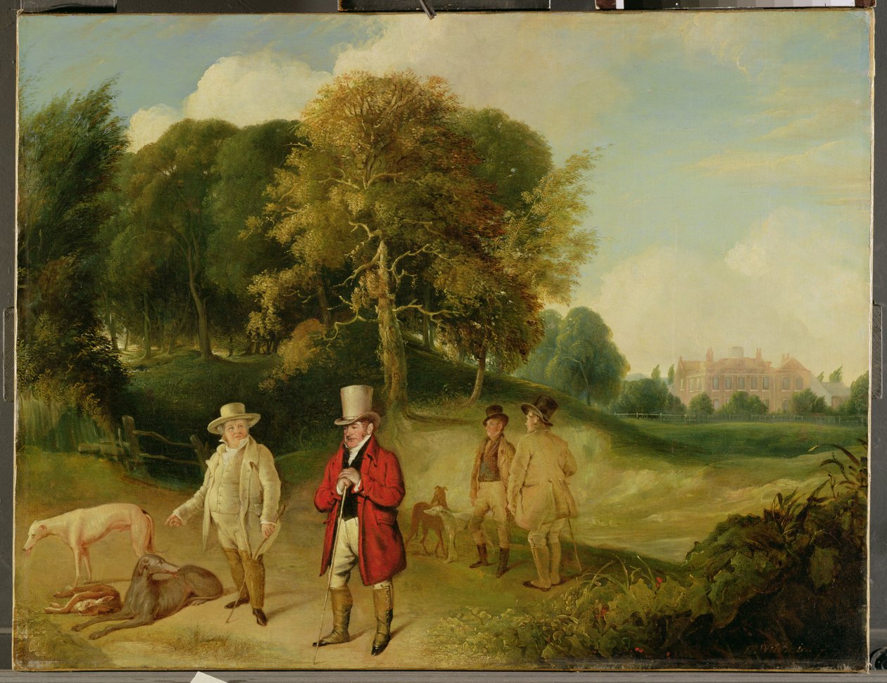 J. M. W. Turner (1775-1851) og Walter Ramsden Fawkes (1769-1825) i Farnley Hall, ca. 1820-24 av John Robert Wildman