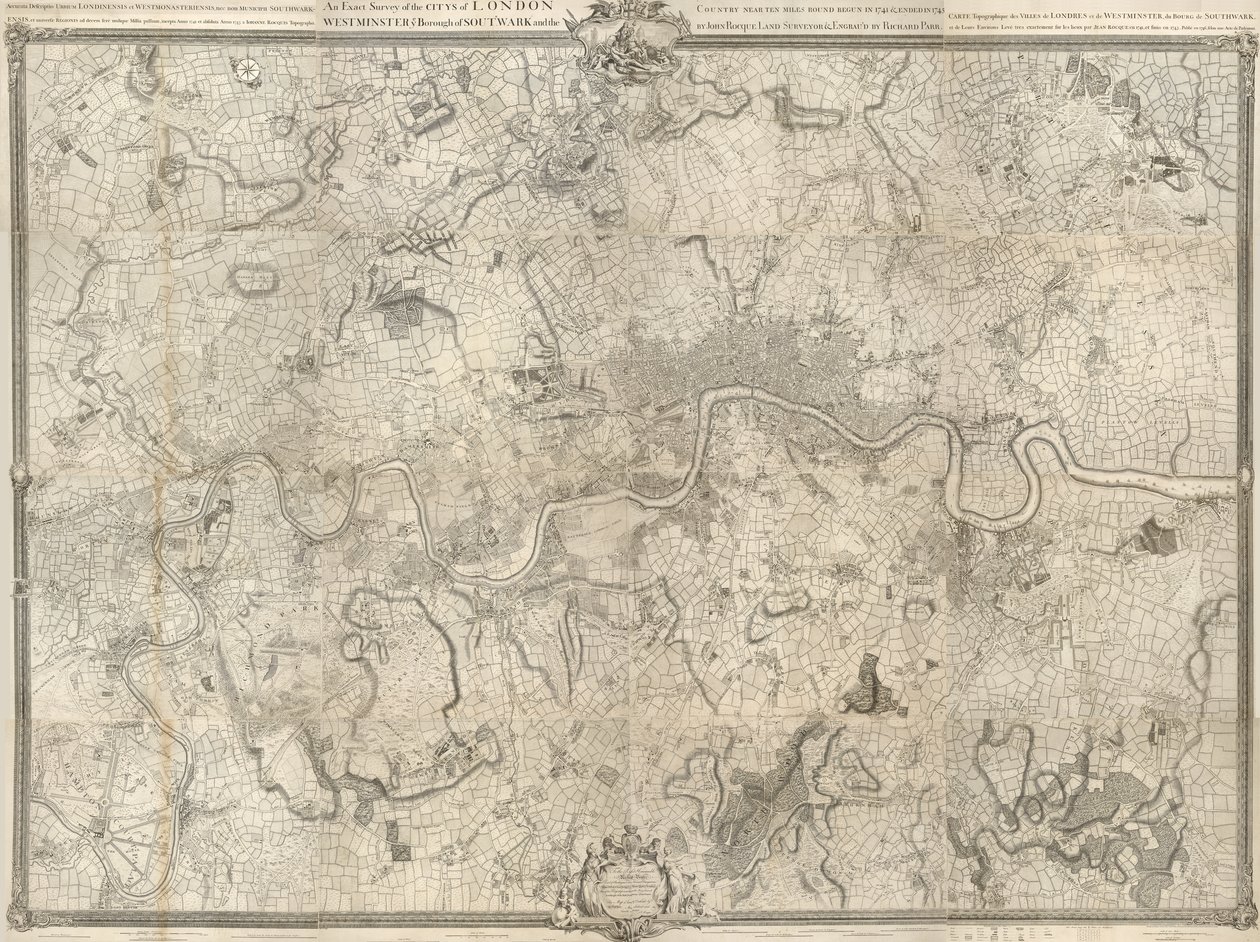 En nøyaktig undersøkelse av byene London, Westminster, ye Borough of Southwark og landet nær Ten Miles round av John Rocque