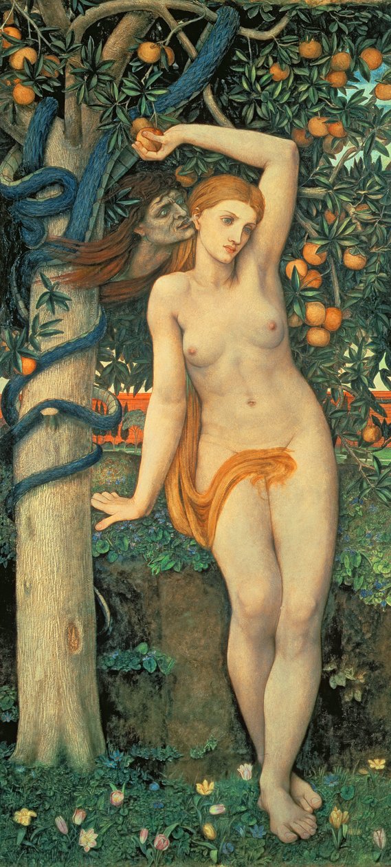 Eve Tempted, ca. 1877 (tempera på panel) av John Roddam Spencer Stanhope