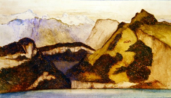Lake scene, ca. 1880 (akvarell på papir) (par til 359450) av John Roddam Spencer Stanhope
