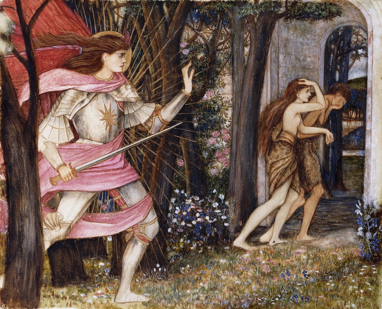 Utvisningen fra Edens hage, ca. 1877 av John Roddam Spencer Stanhope
