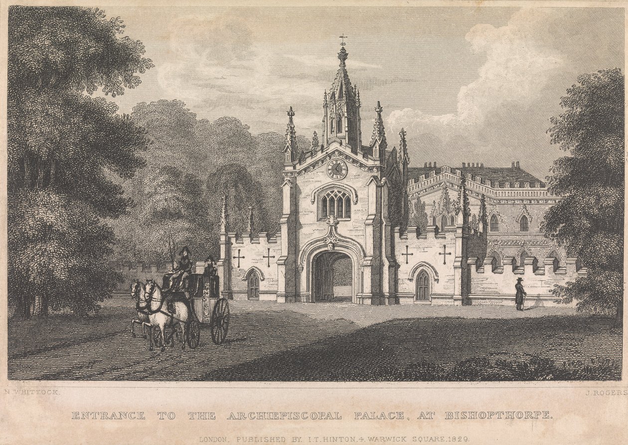 Inngang til Archiepiscopal Palace, ved Bishopthorpe (utgitt av IT Hinton); side 34 (bind 1) av John Rogers