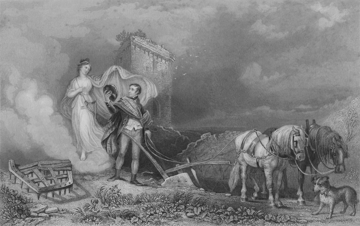 The Genius of Poetry Finding Burns at the Plough, 1840 av John Rogers
