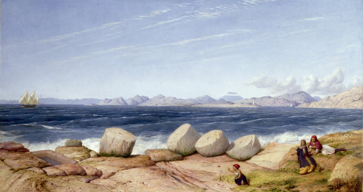 Pireus, Themistokles-graven og ødelagte monumenter med utsikt mot øya Salamis av John Rogers Herbert