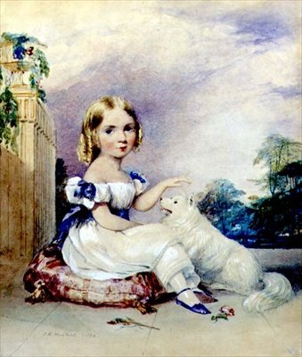 Portrett av en liten jente med en hund av John Rogers Herbert