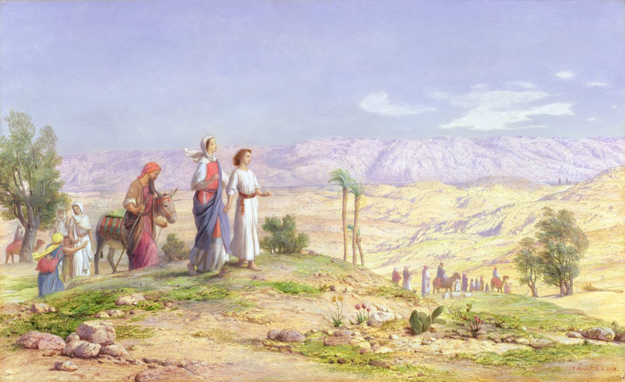 Den hellige familie nærmer seg Jerusalem fra Nasaret, 1878 (olje over blyant om bord) av John Rogers Herbert