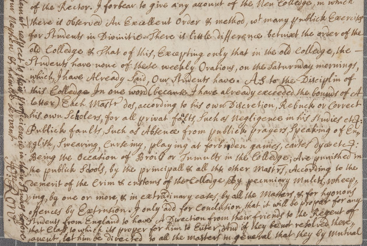 Et brev fra John Row, en student ved St. Andrews, til sin onkel, 1691 av John Row