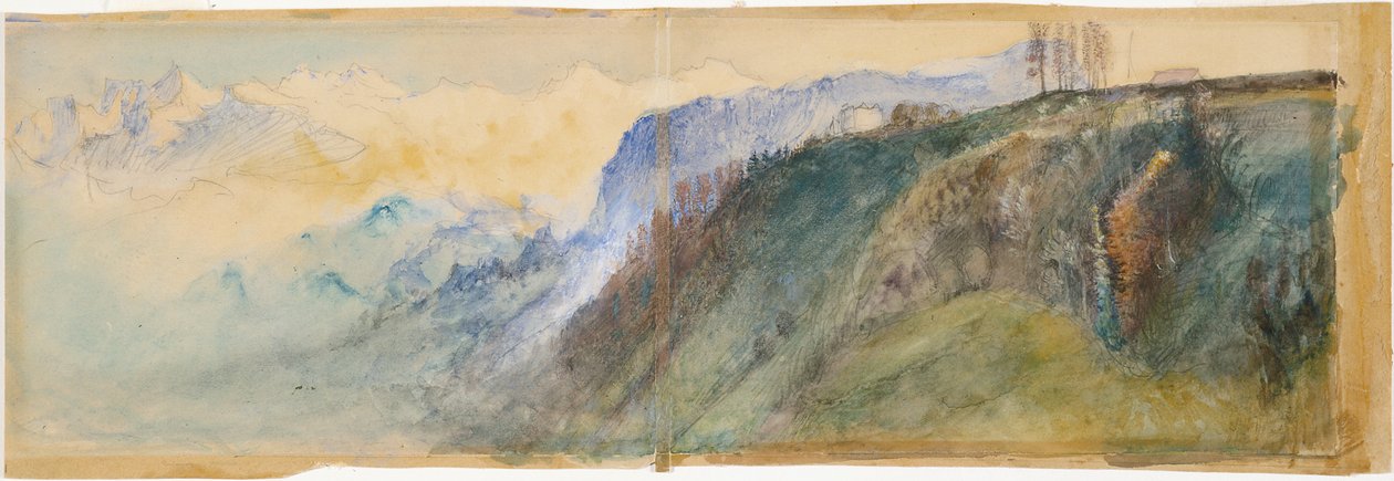 Berner Oberland (akvarell over blyant på off-white papir) av John Ruskin
