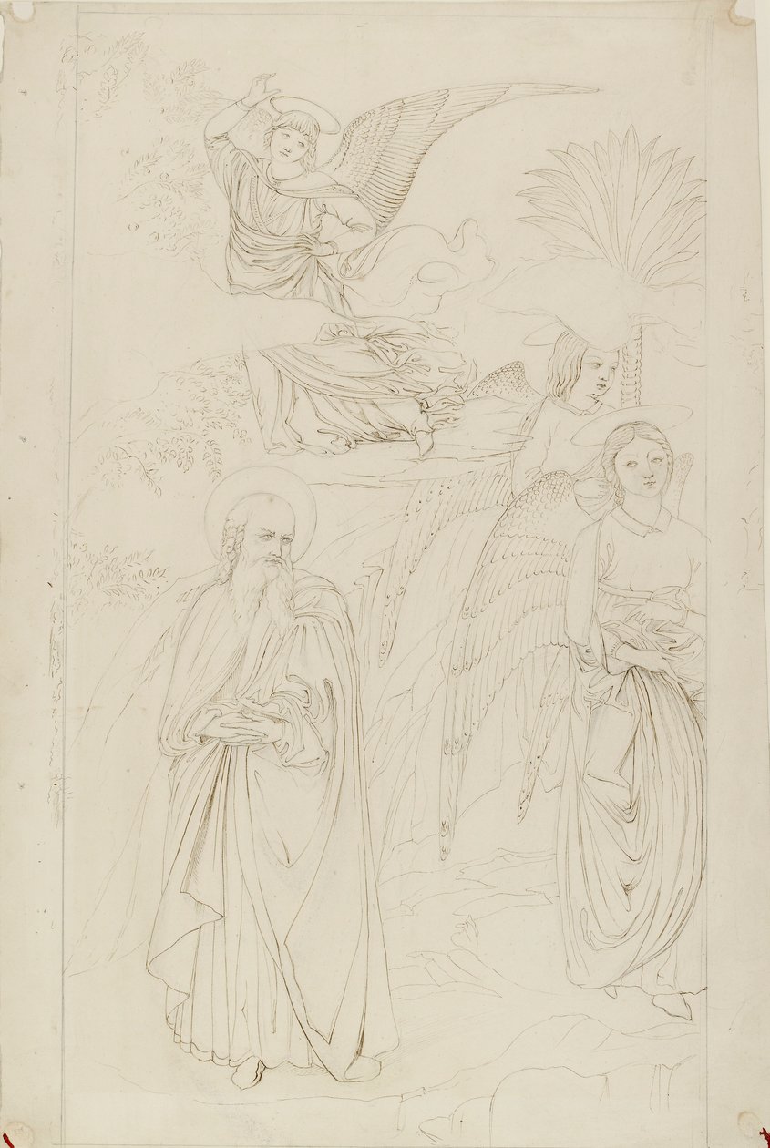 Tegning av Abraham som skiller seg fra englene fra Benozzo Gozzoli, 1845 av John Ruskin