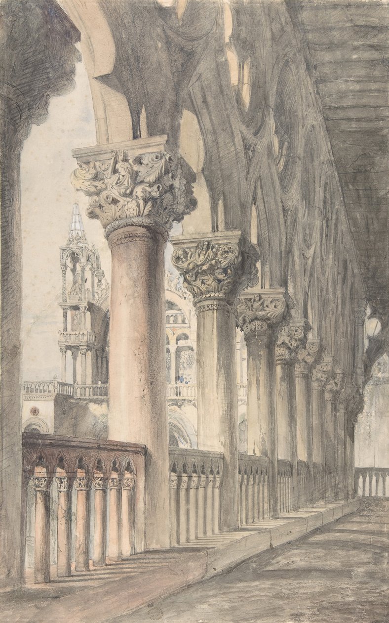 Loggia av hertugpalasset, Venezia, 1849-50. av John Ruskin