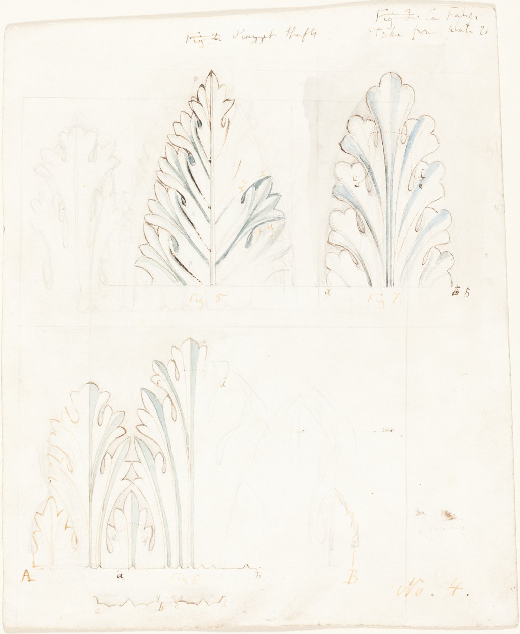 Ornamental Study med Acanthus-motiv for "The Stones of Venice" av John Ruskin