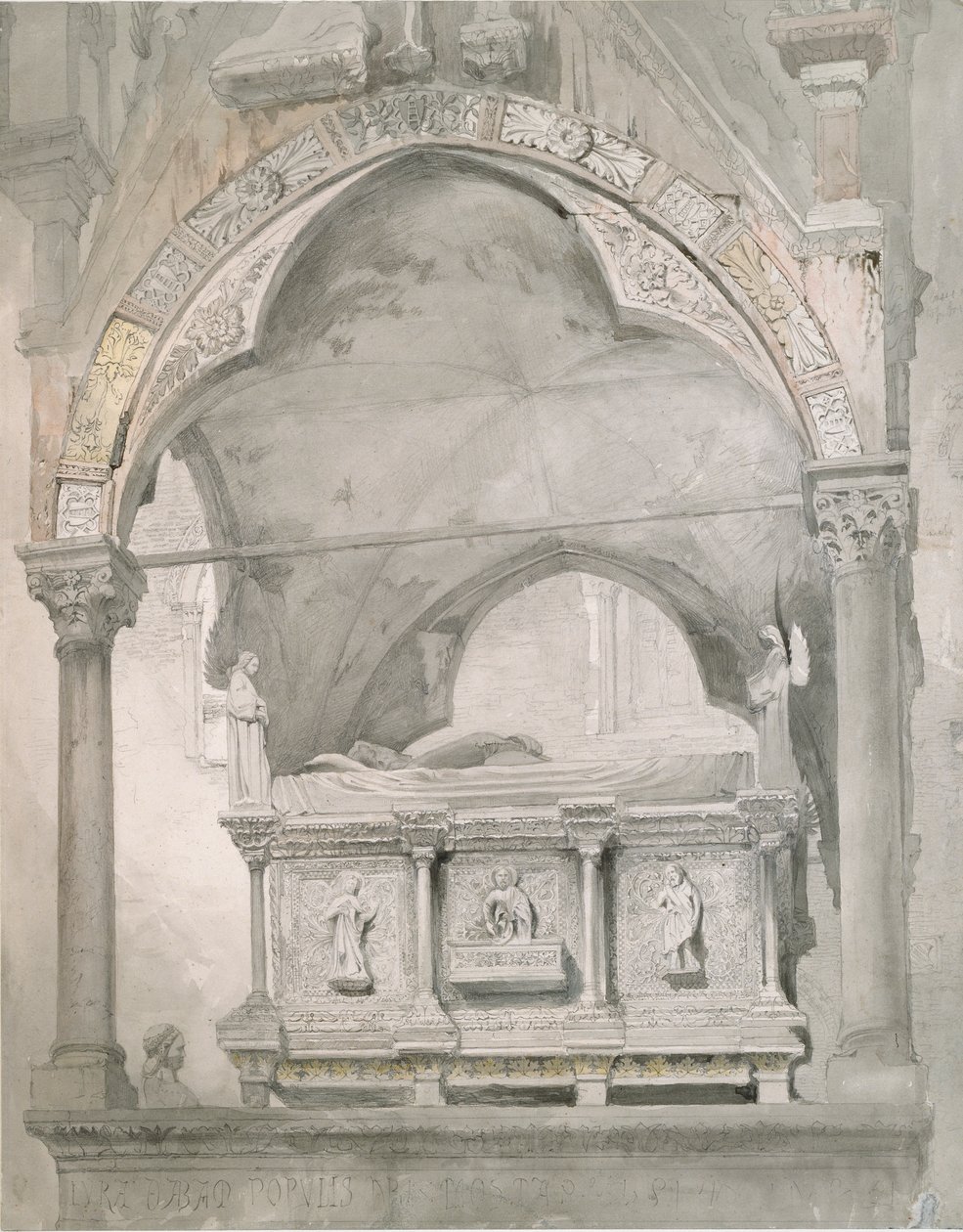 Studie for graven til Mastino II della Scala i Verona, 1852 av John Ruskin