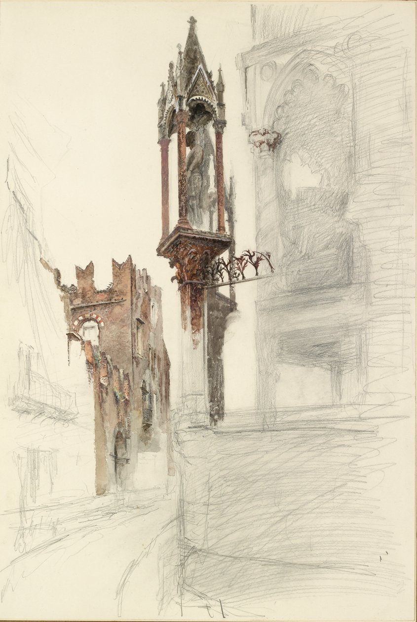 Studie av en nisje rundt graven til Cansignorio della Scala i Verona, 1869 av John Ruskin