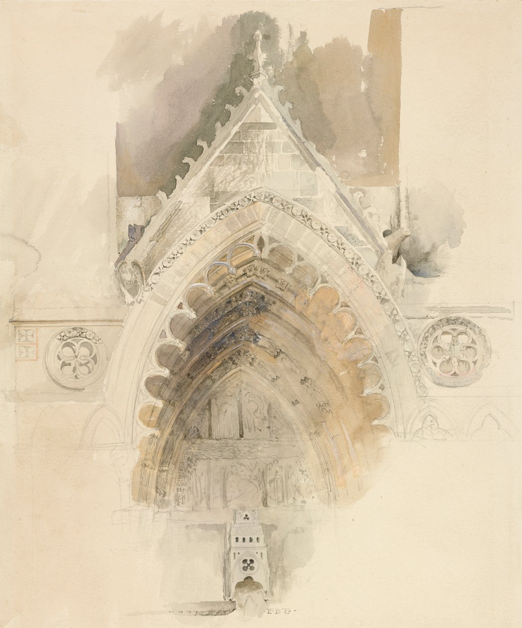 Northern Arch of the West Entrance of Amiens Cathedral, 17.–18. mai eller 23. september 1856 av John Ruskin