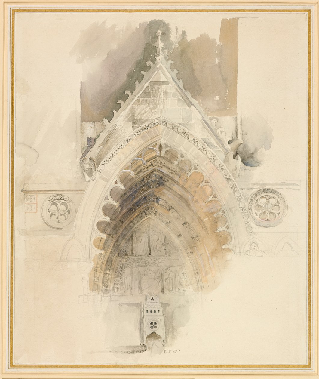 Northern Arch of the West Entrance of Amiens Cathedral, 17. - 18. mai eller 23. september 1856. av John Ruskin