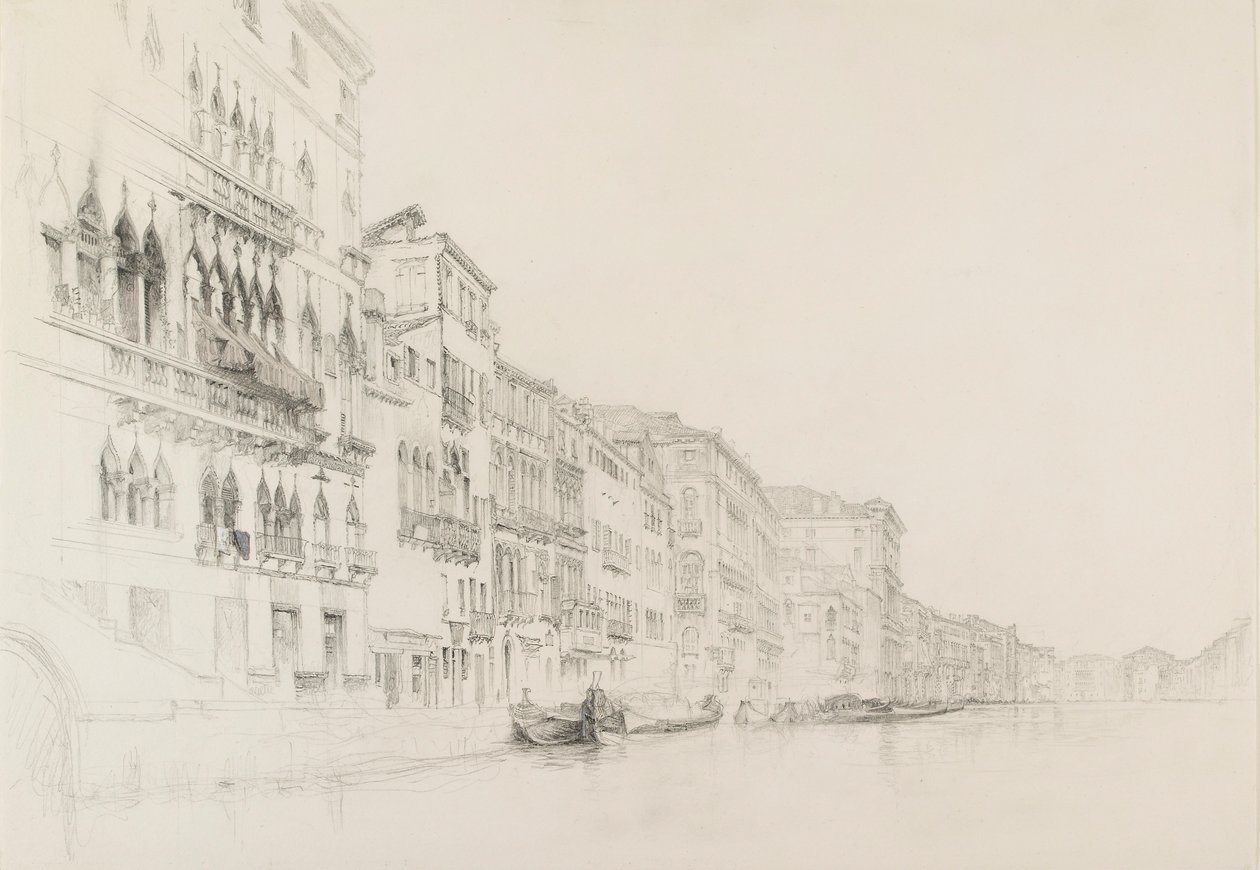 Utsikt fra Palazzo Bembo til Palazzo Grimani, Venezia, mai - juni 1870 av John Ruskin