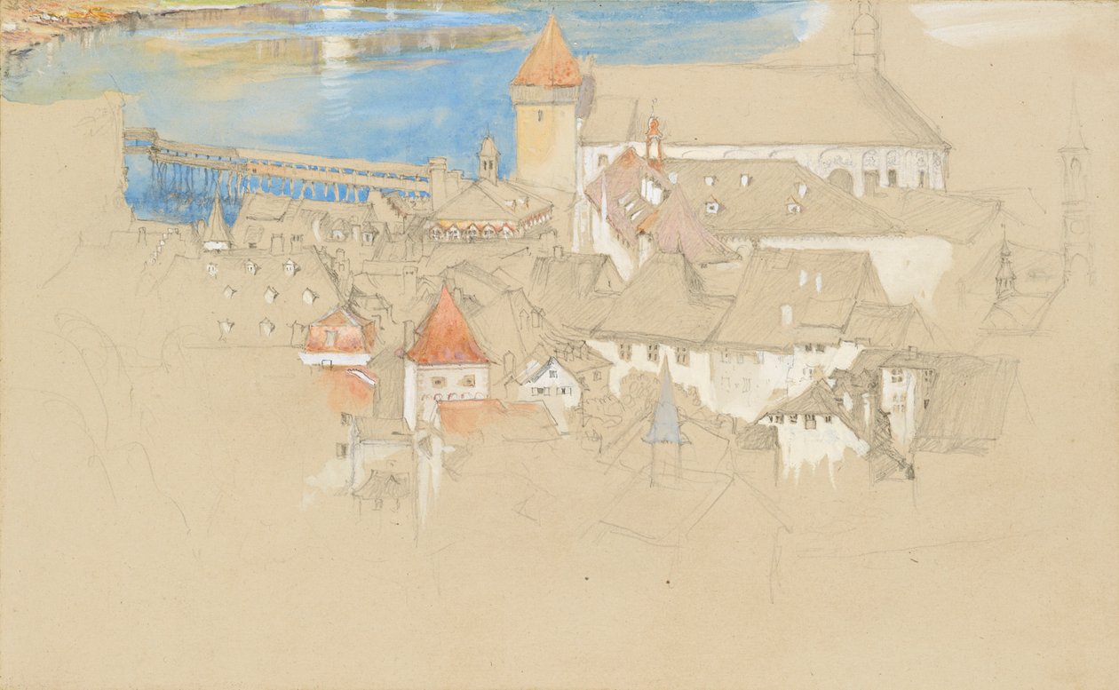 Utsikt over Luzern ovenfra, 1861 eller 1866 av John Ruskin