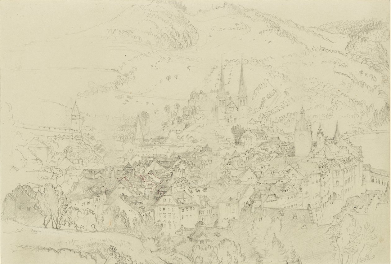 Utsikt over Luzern ovenfra, oktober – desember 1861. av John Ruskin