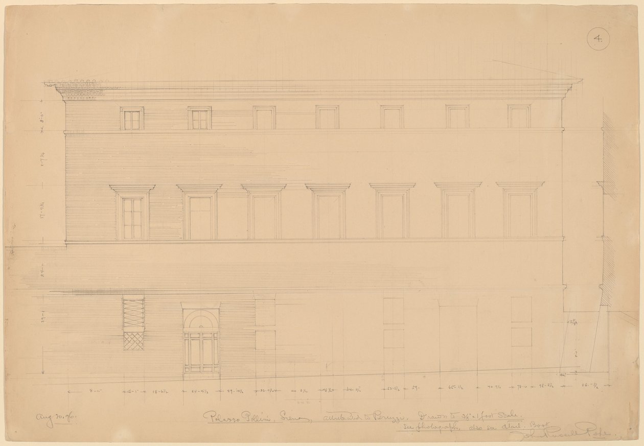 Palazzo Pollini, Siena, tilskrevet Peruzzi av John Russell Pope