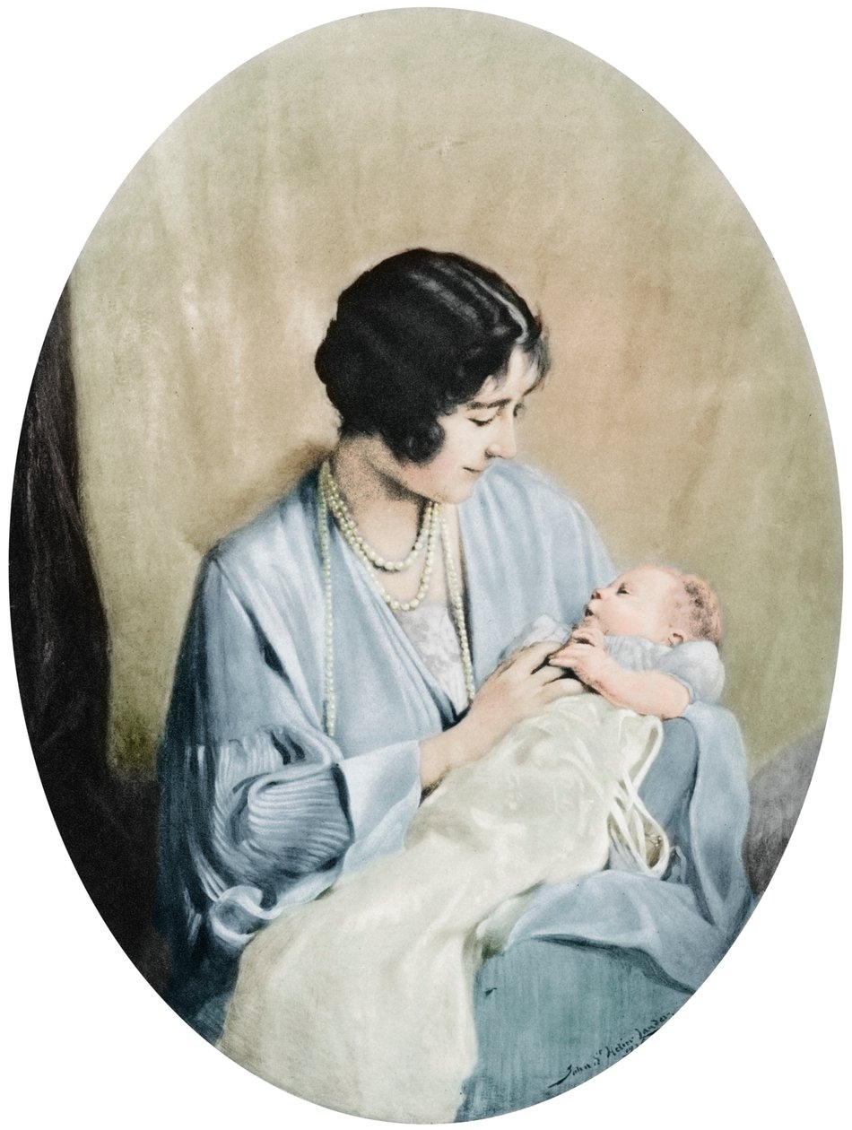 Dronning Elizabeth med prinsesse Elizabeth i 1926, 1937. av John Saint Helier Lander