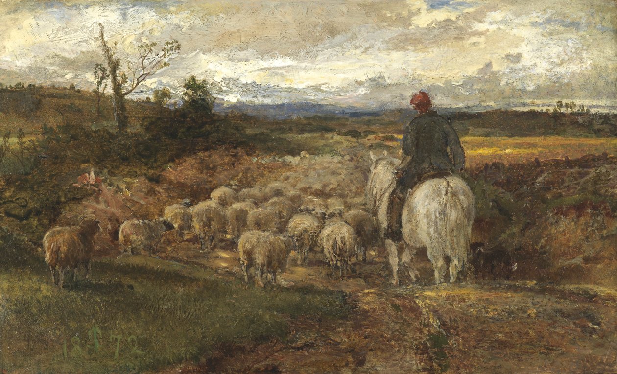 A Sussex Lane, 1872 (olje på papir lagt på lin) av John Samuel Raven