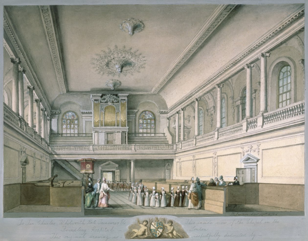 Foundling Hospital Chapel ser mot vest, 1773 av John Sanders
