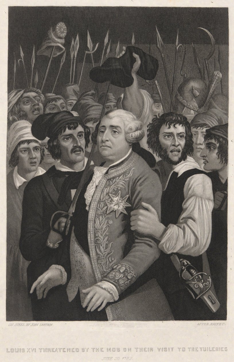 Louis XVI truet av mobben på deres besøk i Tuileriene av John Sartain