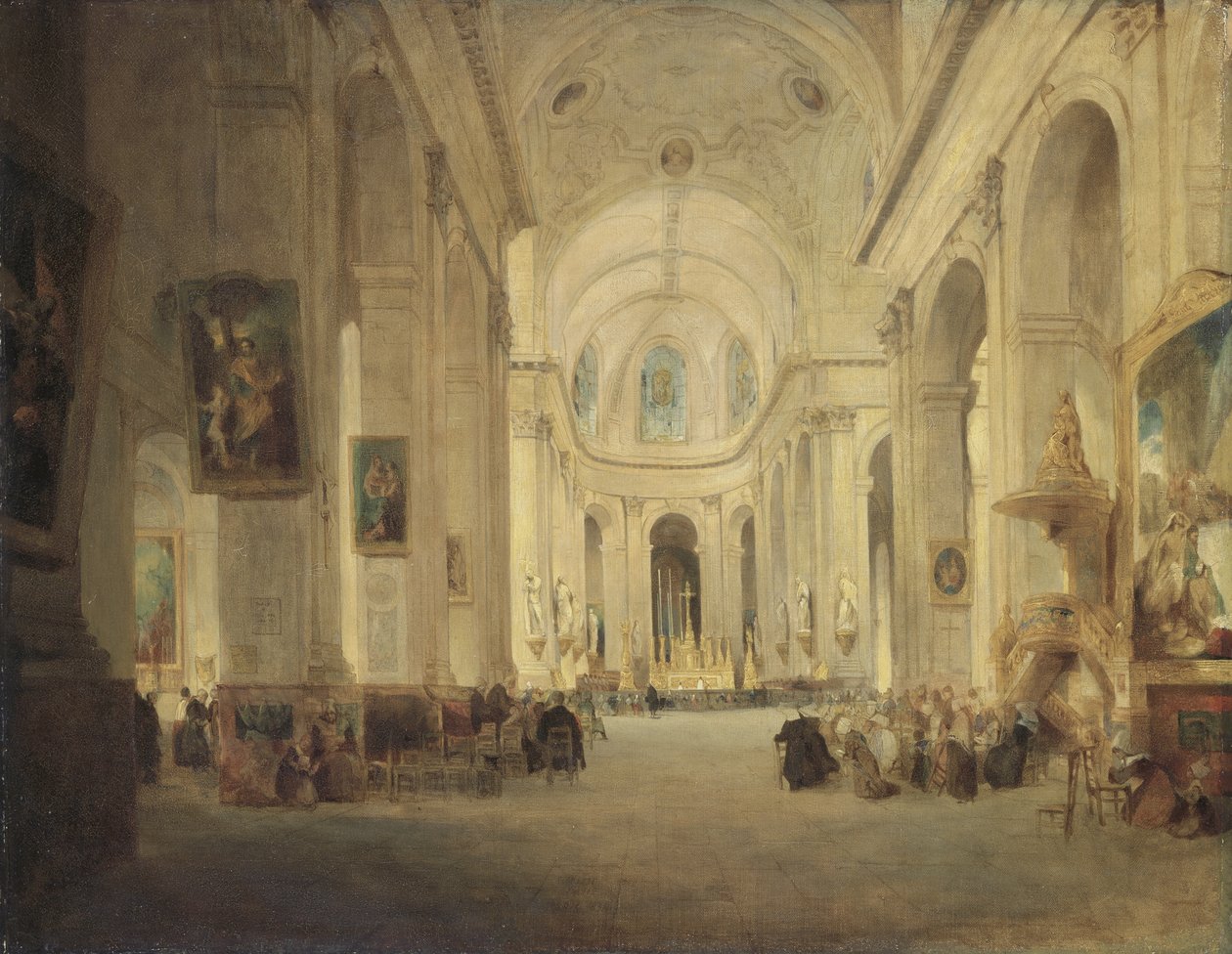Interiør i St. Sulpice, Paris av John Scarlett Davis