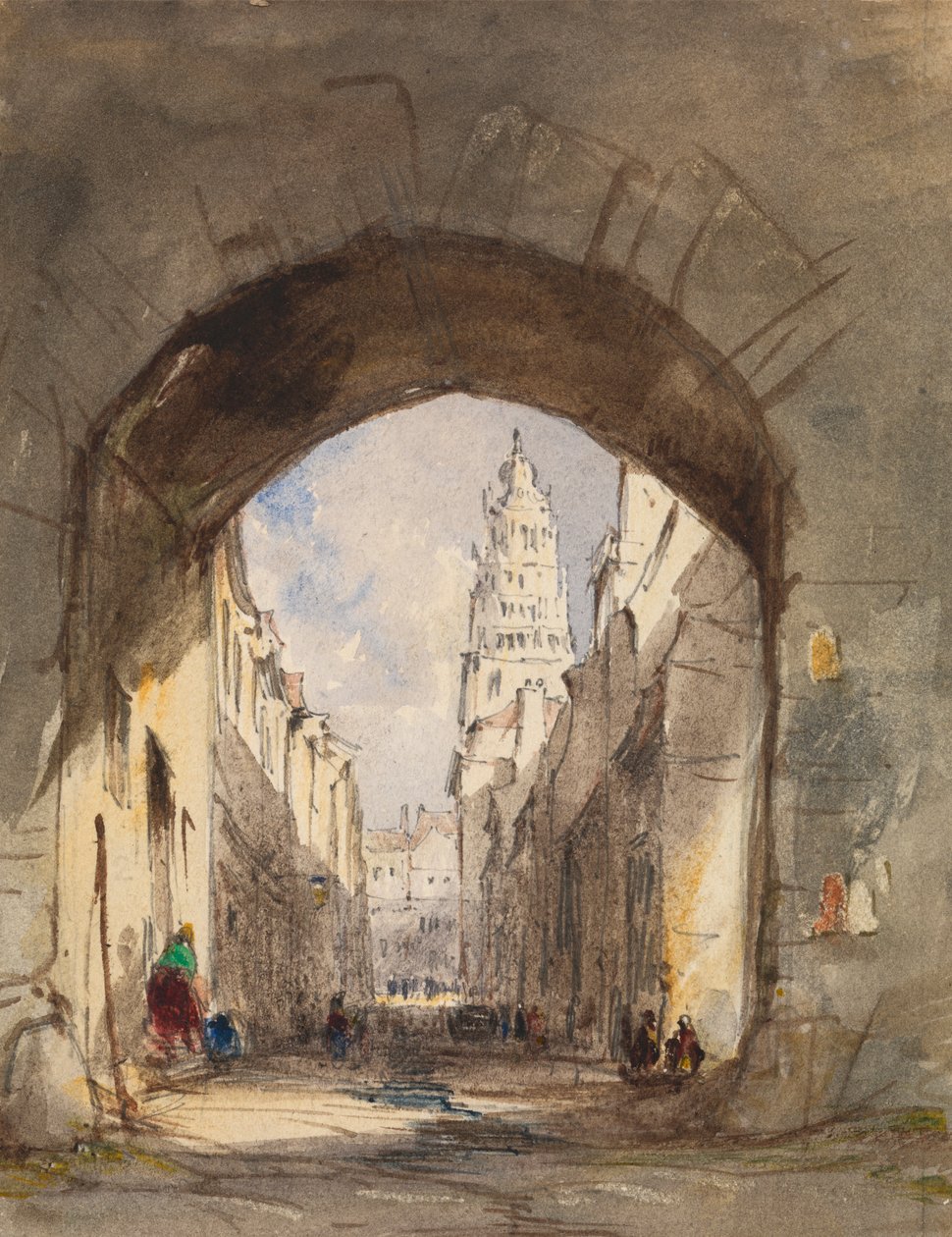 Gatescene i Calais av John Scarlett Davis