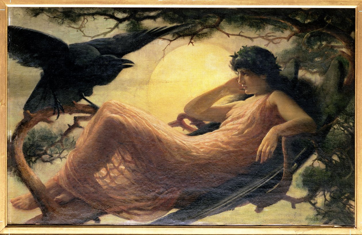 An the Night The Raven Sings, Bosom"d High in the Tufted Trees, Where Perhaps Some Beauty Lies av John Scott