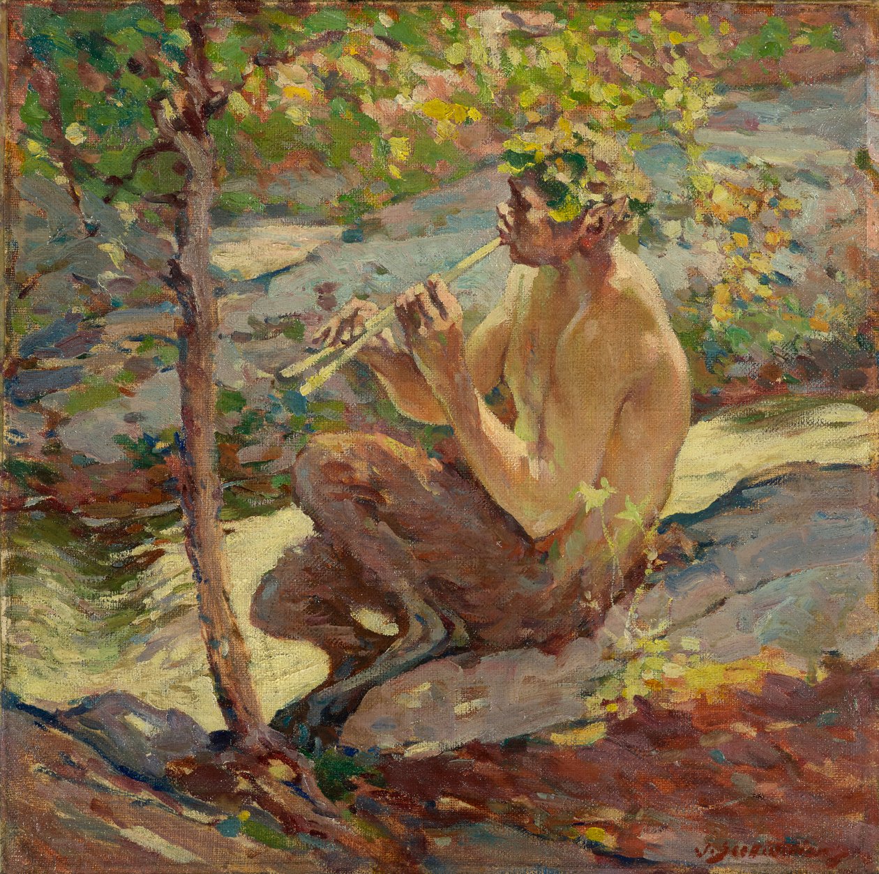 Faun, slutten av 1800-tallet til begynnelsen av 1900-tallet (olje om bord) av John Scott Williams