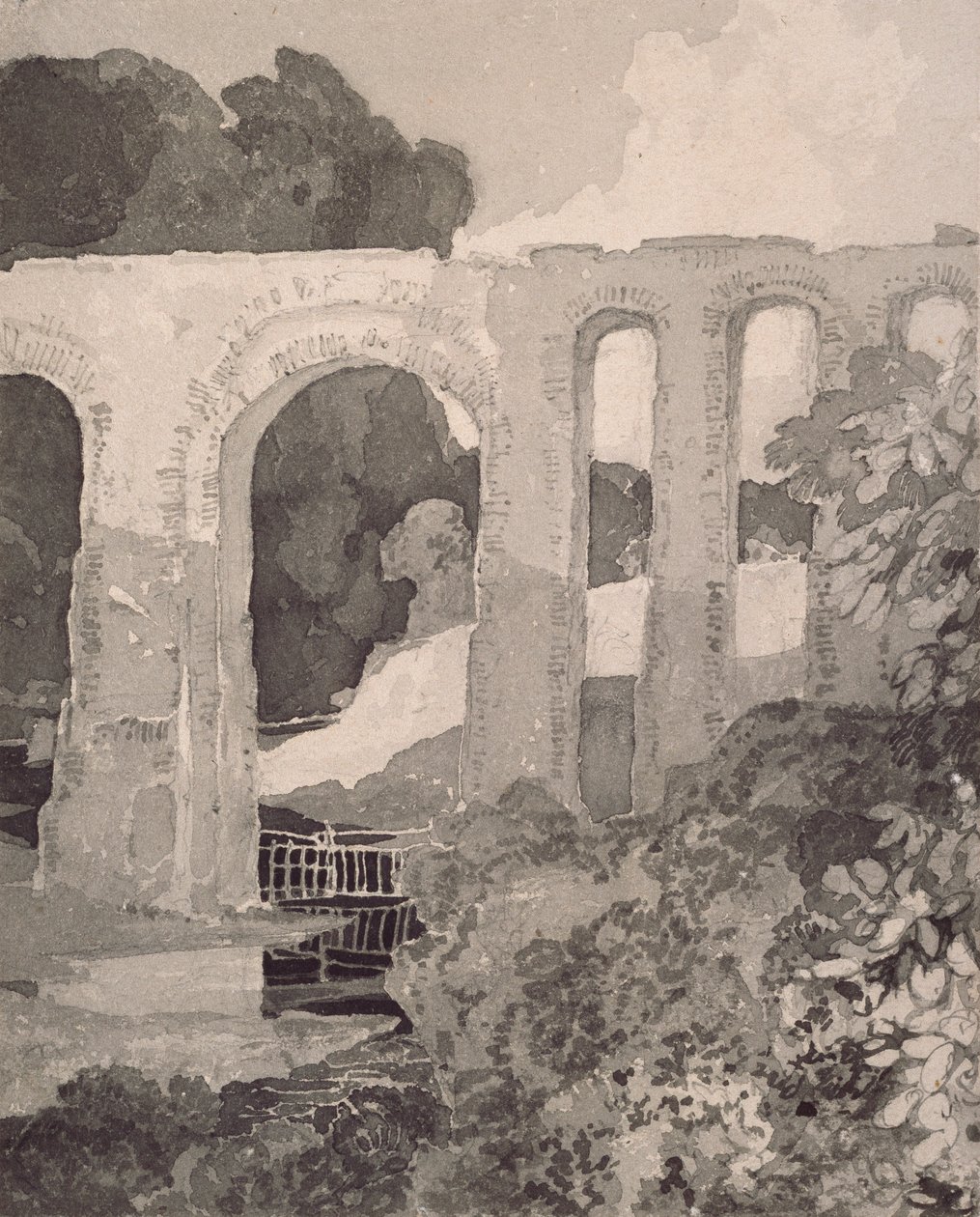 Telfords akvedukt, ca 1800-tallet. Artister: John Sell Cotman, Thomas Telford. av John Sell Cotman, Thomas Telford