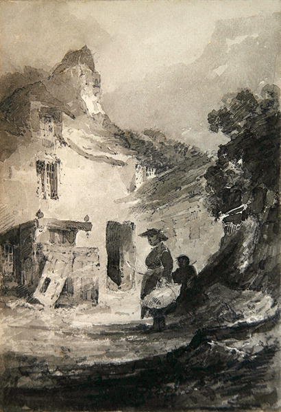 En gammel hytte på Dolgelly (blyant og grå vask på papir) av John Sell Cotman