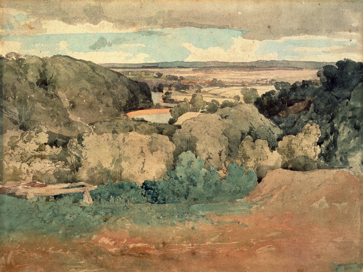 Barnard Castle fra Towler Hill (akvarell på papir) av John Sell Cotman