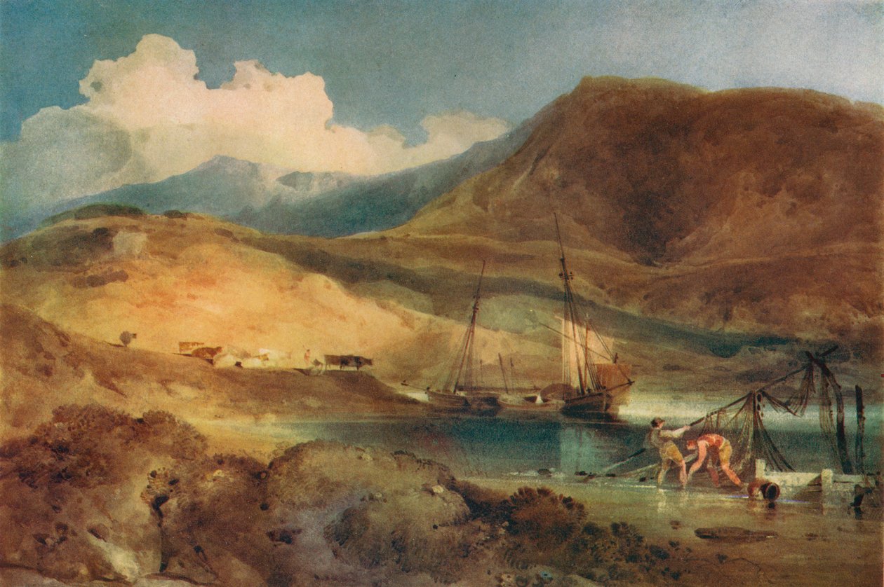 Cader Idris, fra Barmouth Sands, 1800-tallet av John Sell Cotman