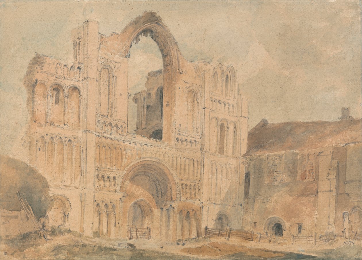 Castle Acre Priory, Norfolk, vestfronten av John Sell Cotman