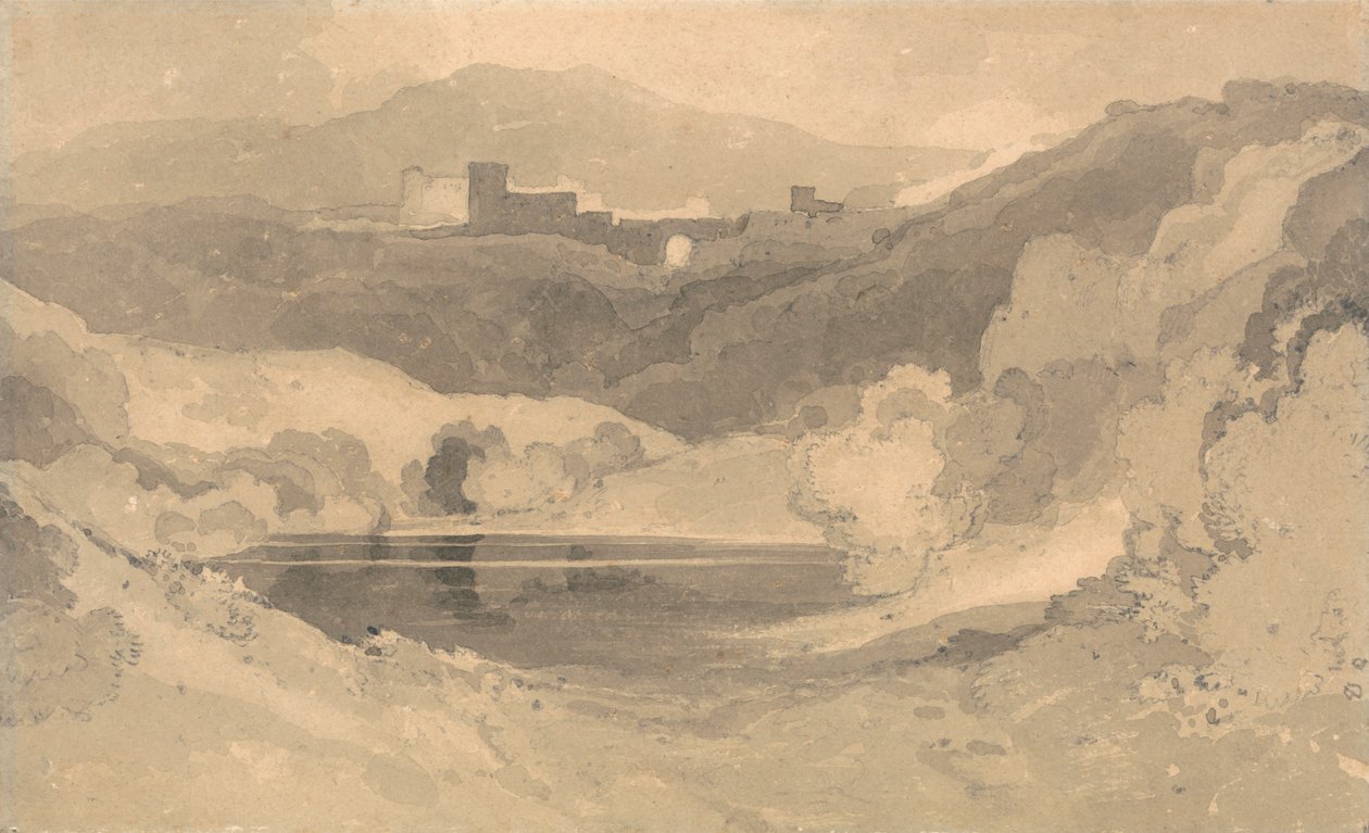 Slott i et landskap av John Sell Cotman