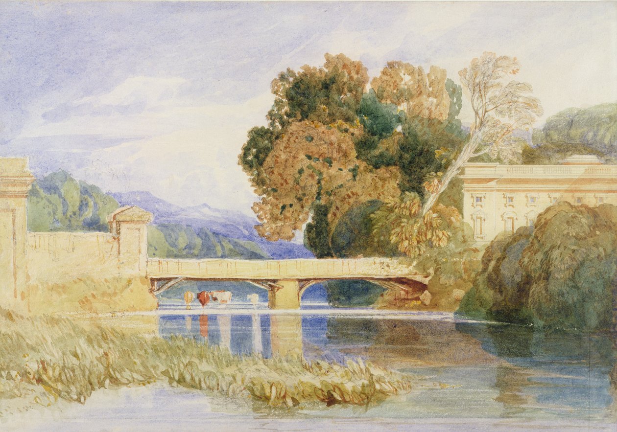 Chateau Navarre, nær Evreux, Normandie (akvarell over grafitt på papir) av John Sell Cotman