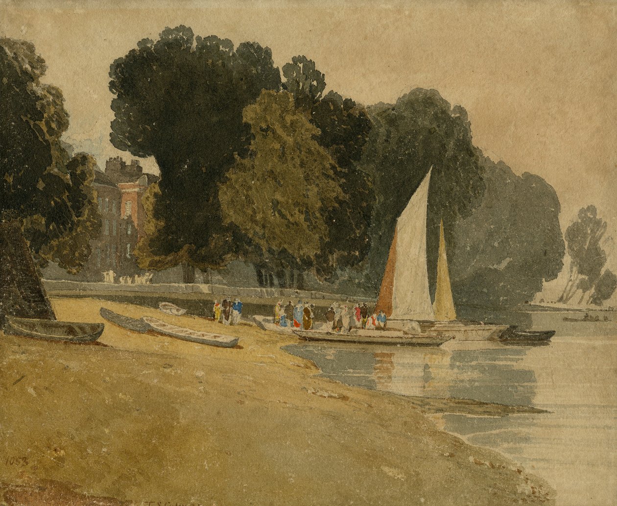 Cheyne Walk, London, ca. 1809-10 (wc på papir) av John Sell Cotman