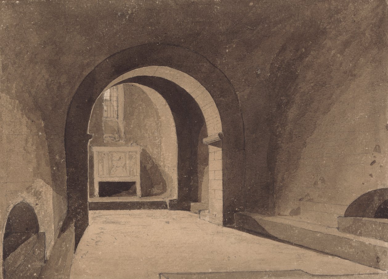 Krypten av Saint Gervaise, Rouen, Normandie av John Sell Cotman