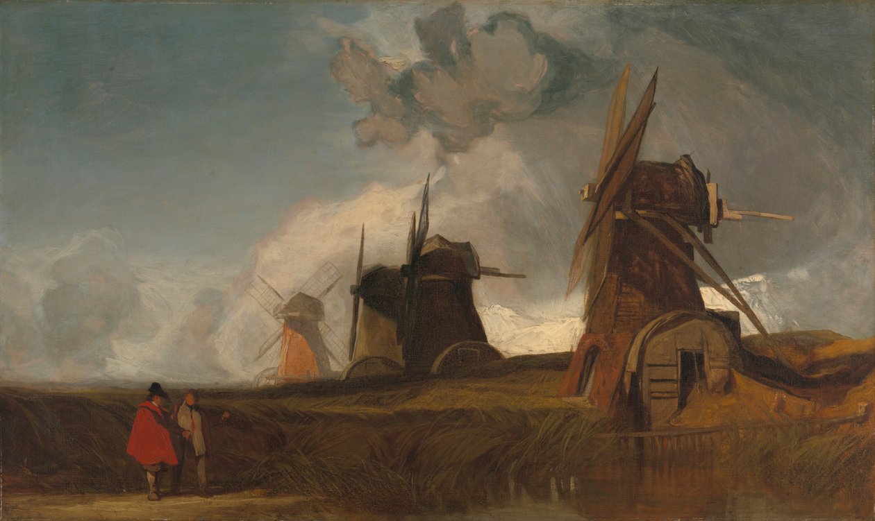Dreneringsmøller i Fens, Croyland, Lincolnshire av John Sell Cotman