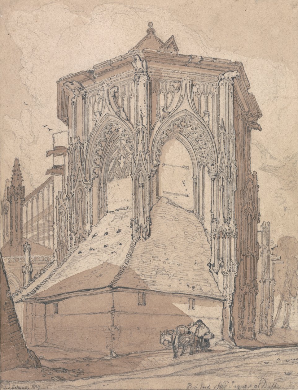 East End of Saint Jacques i Dieppe, Normandie av John Sell Cotman