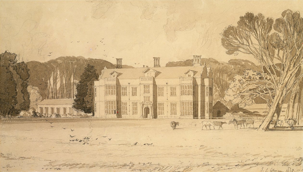 Felbrigg Hall, Norfolk, 1818 (blyant og grå vask på papir) av John Sell Cotman