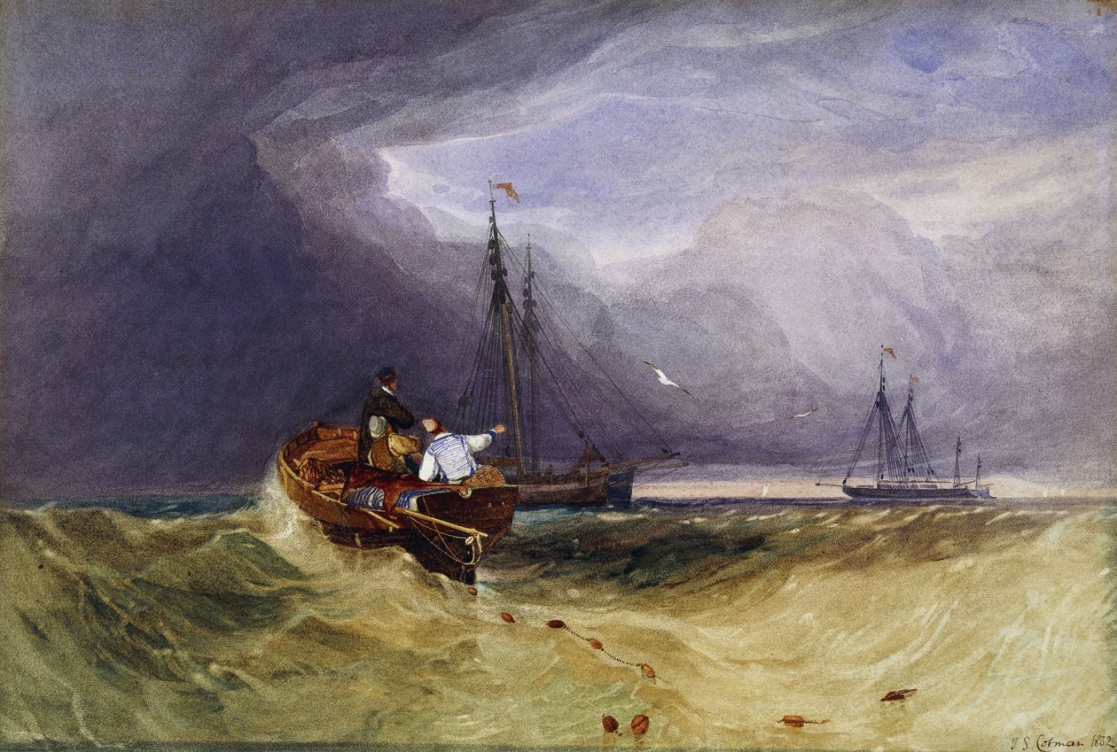 Fiskebåter utenfor Yarmouth, 1832 av John Sell Cotman